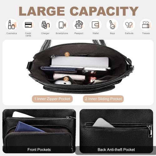 Anti-Theft Crossbody Purse for Women, Crossbody Shoulder Bag with Built-in Wallet & RFID Blocking for Travel Workout