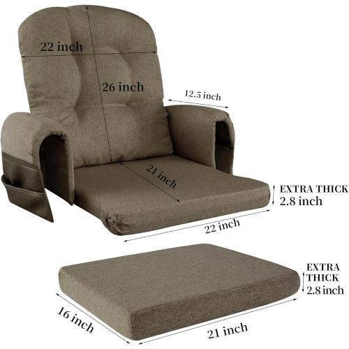 HOMBYS Glider Rocker Replacement Cushions with Storage Side Pocket,Linen-Like Fabric, Foam & Microfiber Filling, Non-Slip & Washable,Thickened & Supportive for Glider Rocking Chair (Coffee)