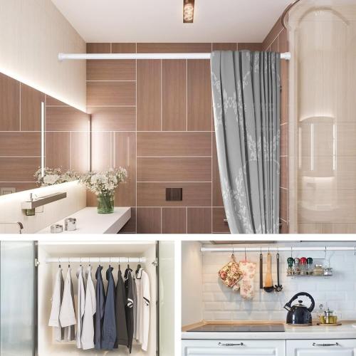 2 Pack Shower Curtain Rod 42-78 Inch, 1Diameter Spring Long Adjustable Tension Curtain Rods for Bathroom Windows Closet No Drilling No Rust, White