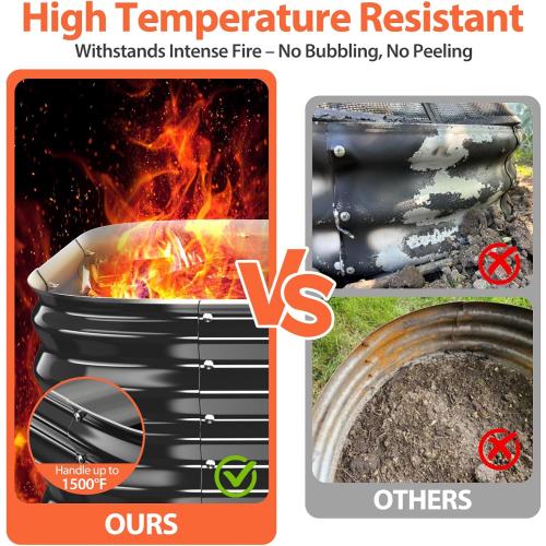 Fire Pit Ring,48in Large Heavy Duty Square Firepit for Outside,11'' Tall Galvanized Steel Bonfire Pits,Wood Burning Outdoor Fireplaces,Portable for Backyard,Camping,Patio,Beach