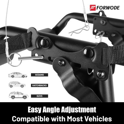 FORWODE Premium Trunk Mount Rack Carries 3 Bikes, Portable Adjustable Bike Rack for Car, SUV, Hatchback, Black