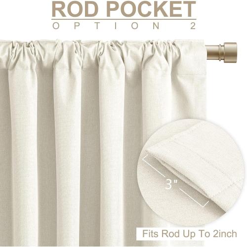 Beige White Total Blackout Curtains for Bedroom 102 Inches Long
