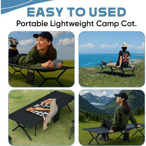 Ultralight Camping Cot for Adults, 120kg Sleeping Support Camping Bed, Easy Setup, Foldable and Portable for Backpacking, Hiking and Travel