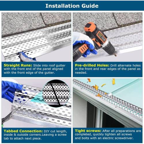 Seeutek Gutter Guards 5 Inch, 16pcs 40 Leaf Filters, Mill Finish Aluminum Cover System, Easy DIY Leaf Guard Compatible with Any Roof Gutter Type, Total 54FT Length