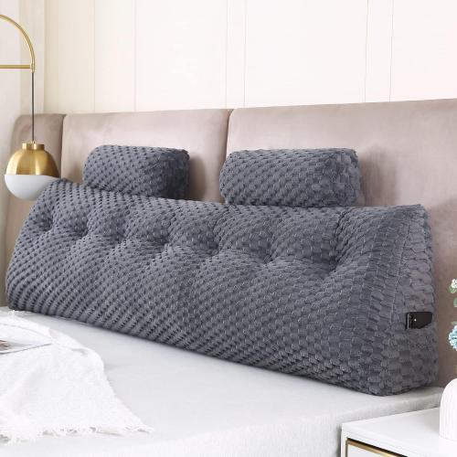 Wedge Headboard Pillows   2 Head Roll Pillow Bed Wedge Pillow for Headboard Large Bolster for Bed Rest Reading Pillows Backrest Pillows for Sitting in Bed Backrest Positioning Support