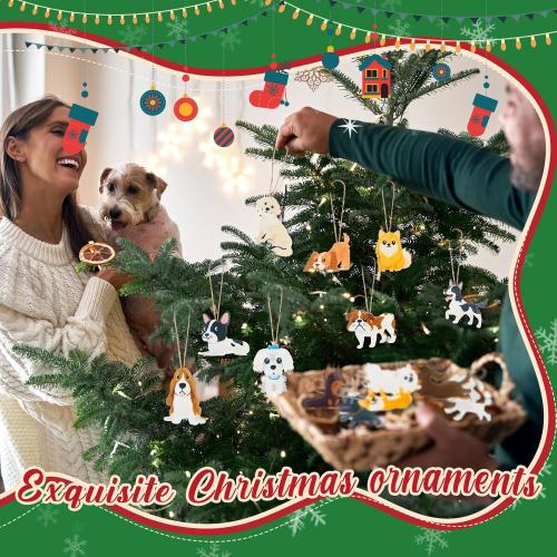 CAT Remerry 15 Pieces Christmas Felt Cat Ornaments Christmas Hanging Figurine Ornaments Set Woodland Decorative Hanging for Xmas Tree Home Decorations