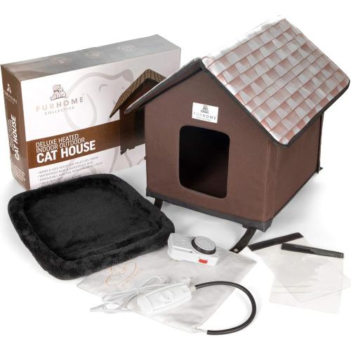 Outdoor Cat House - Heated Cat House for Outside - Waterproof & Insulated for Outdoor Cats - Elevated Design for Warm, Safe Shelter - Easy Assembly - Suitable for Feral Cats in Winter