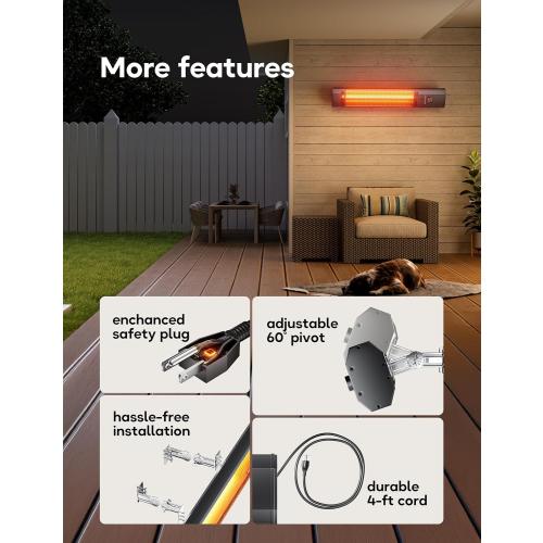 Patio Heater, 9 Heat Setting, 9-Hour Timer, Portable A - 5