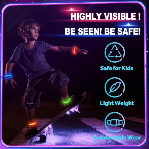 GIFTINBOX 12/6 PCS LED Light Up Bracelets for Kids Adults, LED Glow Flashing Arm Wrist Bands, Glow in The Dark Party Supplies for Night Events, Festivals. Party Favors For Concerts Rave Sports