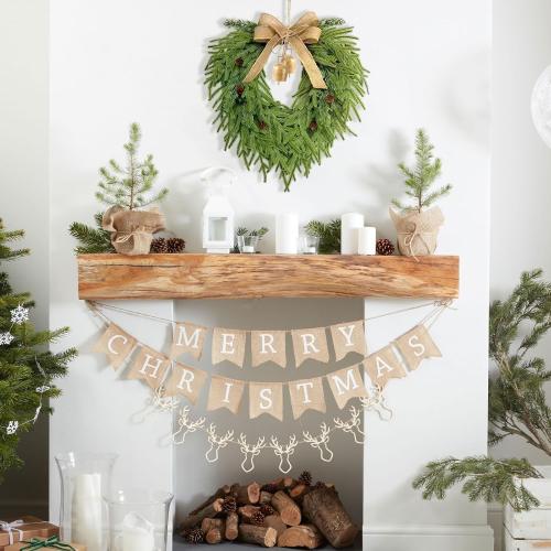 Faux Christmas Norfolk Pine Wreath with 4 Pcs Rustic Vintage Iron Bells,20 Inch Artificial Green Wreath Greenery Realistic Wreath Holiday Decoration (Bow)