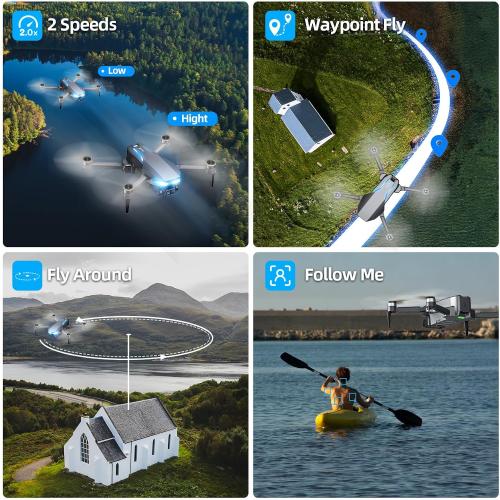 GPS Drone with 2K Camera for Adults, 5G FPV Foldable Drone with 4.5 Screen Controller, Brushless Motor, Tap Fly & Circle Fly, GPS Auto Return, Follow Me, Long Flight Time RC Quadcopter for Beginners