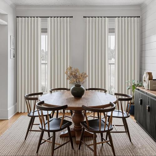 Jowels Natural Linen Blackout Curtains 102 Inches Long 2 Panels for Bedroom