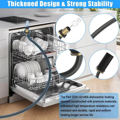Upgraded DD81-02148A Dishwasher Heating Element Assembly,Compatible with Samsung Dishwasher Parts Heating Element DW80N3030UB DW80M2020US DW80R2031UG,Samsung Heating Element Replacement 14.56'*14.17'