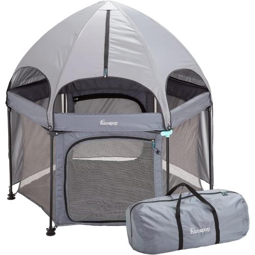 Hiccapop 53” PlayPod Outdoor Baby Playpen for Baby with Canopy, Deluxe Portable Playpen for Babies and Toddlers with Dome