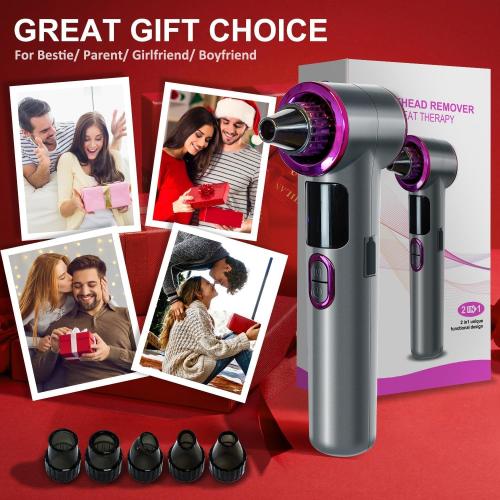 Blackhead Remover Vacuum with Heating, Blackhead Extractor 3 Adjustable Suction Levels 9 Modes, Pore Vacuum Blackhead Suction Remover, Comedone Extractor Kit for Deep Pore Cleaning - Purple
