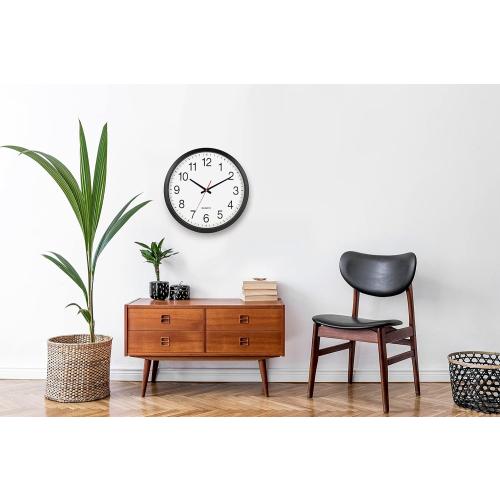 Bernhard Products Black Wall Clock Silent Non Ticking - XL 18 Inch Quality Quartz Battery Operated Round Easy to Read Home/Office/Classroom/School Clock