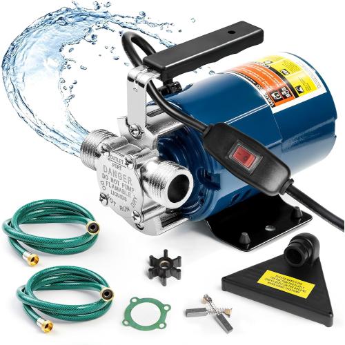 Portable Electric Water Transfer Pump, 115V 1/10HP 330GPH Garden Pump with On/Off Switch Suction Hose Kit for Low Suction Pumping from Garden Pool Aquarium Hot Tub Rain Barrel Water Bed