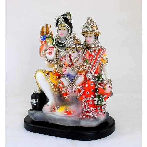 eSplanade Resin Shiv Parivar - 8 inches | Shiva Parvati, Shiva, Bholenath, Shankar Parvati with Ganesha Nandi Murti Idol, Statue or Moorti (Shiva Family) | Pooja Idols | Home Decor