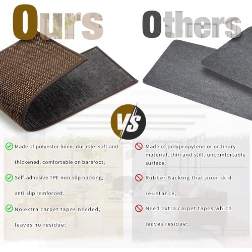 Stair Treads Non Slip for Wooden Steps Indoor 9 x 36 15 Pack Extra Wide Stairs Tread Carpet Runner, Step Pads with Reusable Adhesive for Dogs Kids Elders, Machine Washable, Brown