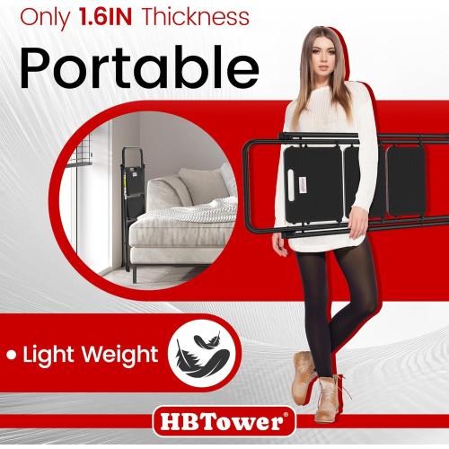HBTower Step Ladder, Folding Step Stool with Wide Anti-Slip Pedal, Sturdy Steel Ladder, Convenient Handrail, Lightweight, Portable Steel Step Stool