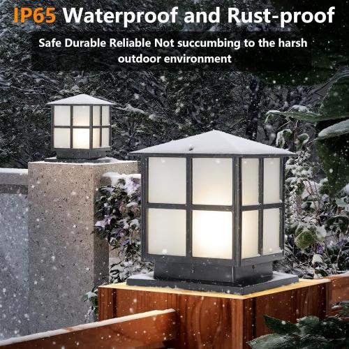 SLAWA Outdoor Post Lights Fixture, Modern Yard Entry Outdoor Column Lights with Aluminum Housing, Patio Pillar Lights Outdoor with Tempered Glass, IP65 Waterproof