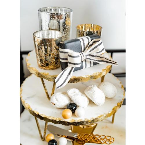 Mud Pie Marble and Gold Edge Riser Set, small 3 x 8 dia | large 4 x 10 dia