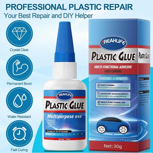 Super Glue for Plastic 30g, Strong Plastic Glue Heavy Duty | Waterproof Adhesive Reapir for Acrylic, PLA, Toys, Car, Acrylic, ABS, PVC, Tube, DIY Kits, Vinyl, Nylon