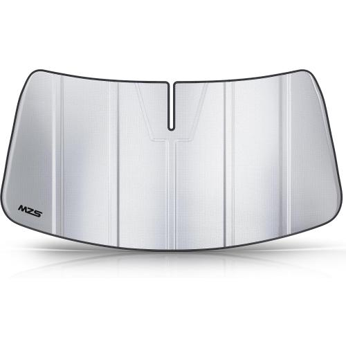 MZS Windshield Sun Shade Compatible with Silverado Sierra 1500 2500HD 3500HD 2019-2026, Foldable Truck Sun Shade Shield with Storage Pouch, Front Window Visor Sunshade for Interior Protector