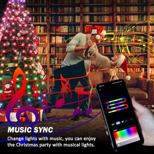 ASTRAEA Christmas Tree Lights, Christmas Lights Indoor Outdoor 200 LED 6.6FT x 10 String Lights with DIY scenarios 24 Modes Remote Control Multicolor Timing Function for Christmas Tree Decorations
