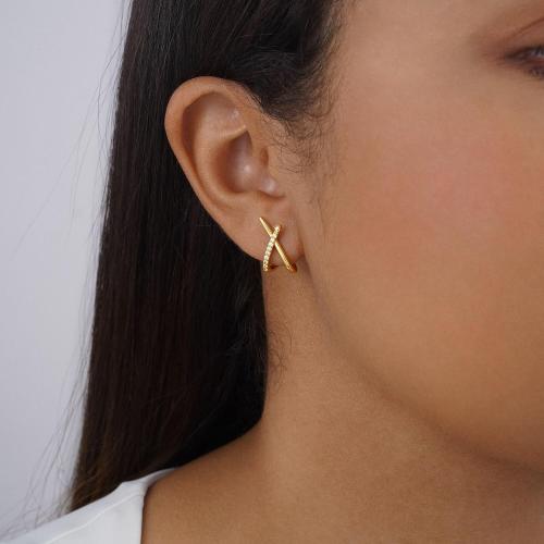 Gold/Silver Earrings for Women Trendy,14K Real Gold Plated Stud Earrings Dainty CZ Hypoallergenic Small Hoop Earrings for Women Gifts