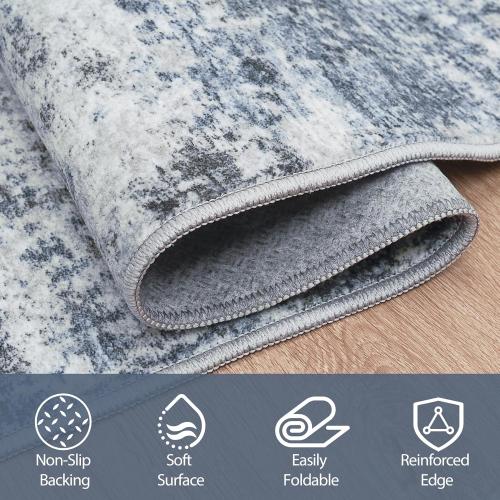 Area Rugs for Living Room Rug Washable: Abstract Large Rug for Dining Room Bedroom Carpet Non Slip  Indoor Modern Nursery Home Office Blue Grey‼️light dirt and good condition‼️