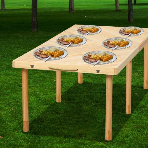 48x24 Boho Wooden Picnic Table, Portable Outdoor Low Picnic Table with Adjustable Legs 13 & 16 for Floor Seating, Beach, Camping, BBQ, Backyard, 48x24in Seating for 6 People