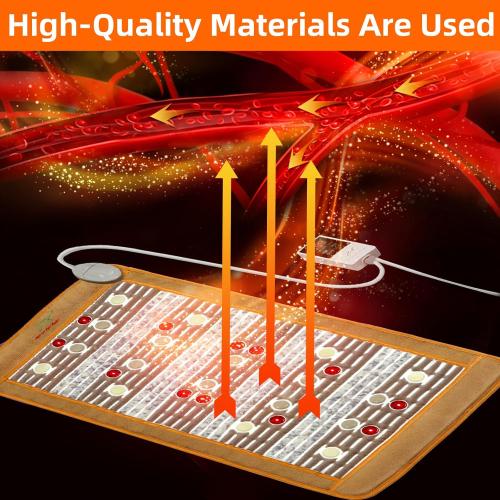 UTK Heating Pad,660nm Photon Light,Amethyst,Tourmaline and Jade Gemstone,Far Infrared Heat Pad,Adjustable Timer & Temperature(Pro21''x 39'')