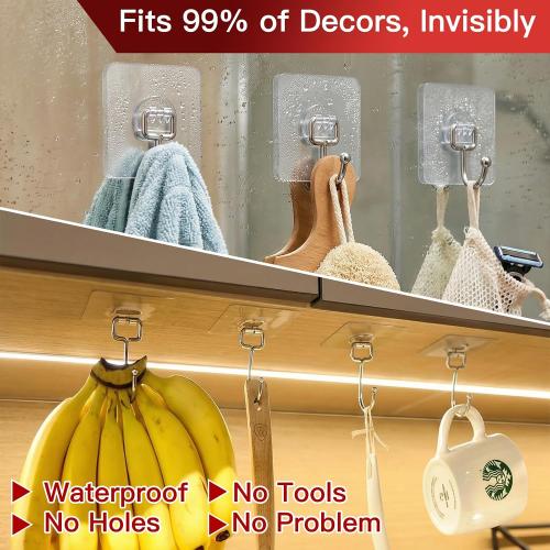 Latoxcaa 8-Pack Transparent Heavy Duty Adhesive Hooks