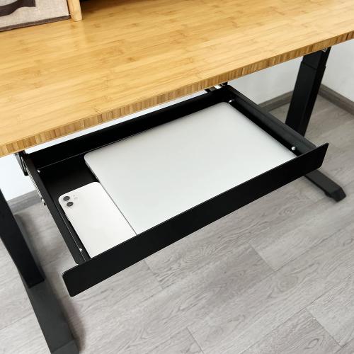 VWINDESK 19 inch Slim Under Desk Pull-Out Storage Office Mounted Sliding Metal Drawer for Standing Desk,Black