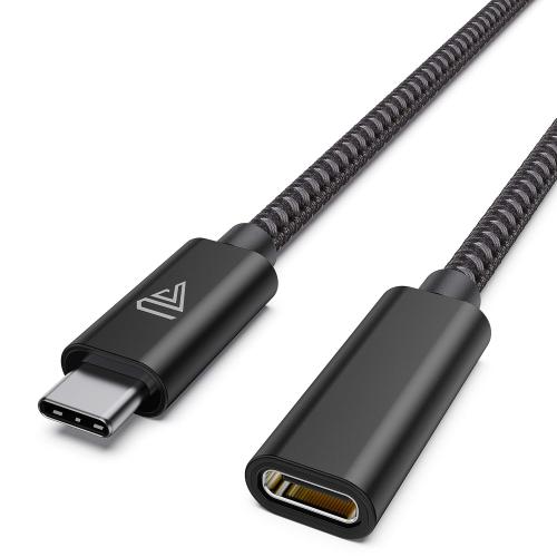 USB C Extension Cable (20Gbps/240W/4.3FT/1.3M), USB 3.2 Type C 3.1 Male to Female Extension Charging & Sync for iPhone 16 15 Pixel PSVR2 MacBook Air Pro/New iPad Dell XPS Surface Book-Black