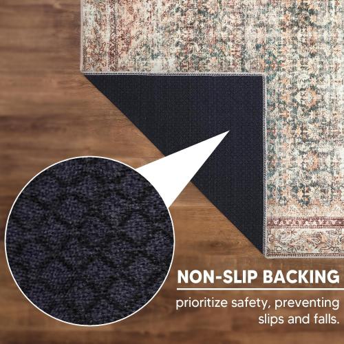 Keen Home Design 2x10 Rug - Machine Washable Runner Rug with Non-Slip Backing, Ideal for Hallway, Entryway, Kitchen, Laundry Room - Vintage, Easy Clean, Durable, Low Pile - (2'6 x 10')