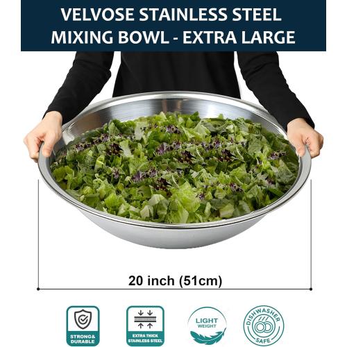 Stainless Steel Mixing Bowl Extra Large, 23-Quart, 20 inch (Diameter), 6.1 inch (Height) Mixing Bowl 20