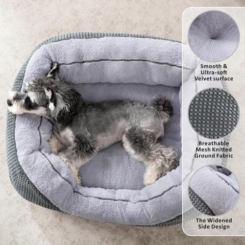 INVENHO Small Dog Bed for Small Dogs, Cat Beds for Indoor Cats Washable, Orthopedic Dog Bed, Warming Soft Calming Sleeping Puppy Bed Durable Pet Bed with Anti-Slip Bottom S(20x19x6)