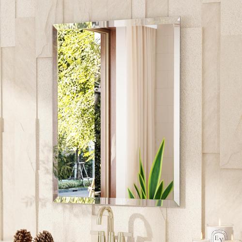 VocalStar Frameless Bathroom Mirror, 24 x 36 Rectangle Wall Mirror with Beveled Edge, Modern Decorative Vanity Mirrored for Living Room, Entryway, Bedroom | 1/4-Inch Shatterproof Glass