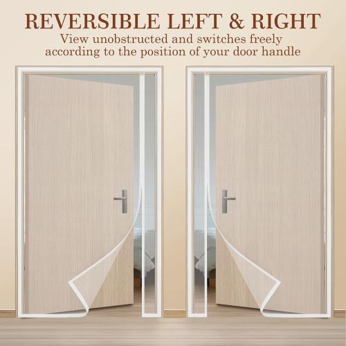 Yotache White Reversible Left Right Side Opening Screen Doors with Magnets Fits Door Size 34 x 80, Reinforced Sewing Magnetic Mesh, Actual Screen Size 36 x 81