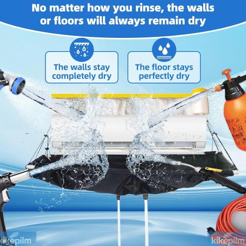 Mini Split Cleaning Kit Bag,Split Ac Unit Cleaning Bag Kit for Cleaning Wall-Mounted Air Conditioners and Duct Units(Black, 21 PCS with Kettle, Size: 38-162 Cm 15.35-64 Inches