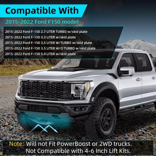 Upgraded Ford F150 Full Skid Plate Kit Fits 2015-2022 Ford F150 4WD Entire Series 2.7L EcoBoost, 3.3L, 3.5L EcoBoost, 5.0L V8 EcoBoost, with Engine Front, Drivetrain Centerand and Rear Axle Protection