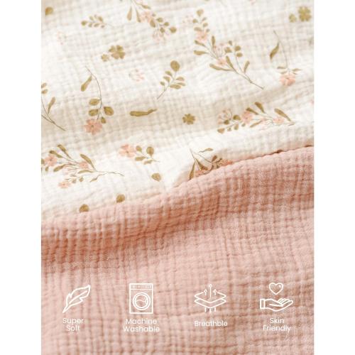 Mini Crib Sheets, 100% Soft Cotton Pack and Play Sheets for Pack N Play Mattress, Playard Baby Crib Sheets for Baby Girls (Floral, Pink)