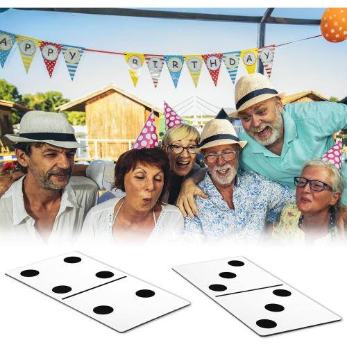 Spiareal 3 Pcs Large Domino Paper Board Puerto Rico Domino Party Decoration 8' x 15' Havana Nights Casino Party Theme Game Prom Night Birthday Wedding(Classic White,Low Dominoes)