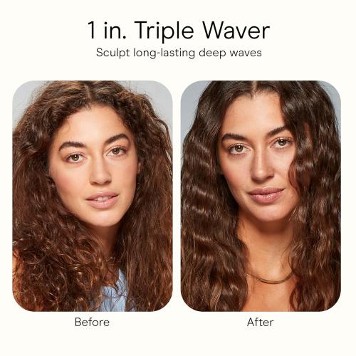 Infiniti PRO CONAIR Triple Barrel Waver Curling Iron, 3-Barrel Hair Waver to Create Long-Lasting Beachy Waves, for use on Medium to Long Hair, Dual Voltage, Gray