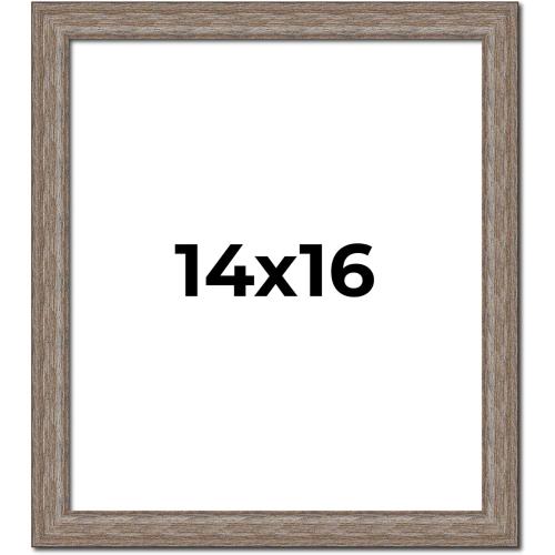 14x16 Knotty Brown Real Wood Picture Frame Width 1.25 Inches | Interior Frame Depth 0.5 Inches | Holden Distressed Photo Frame Complete with UV Acrylic, Foam Board Backing & Hanging Hardware