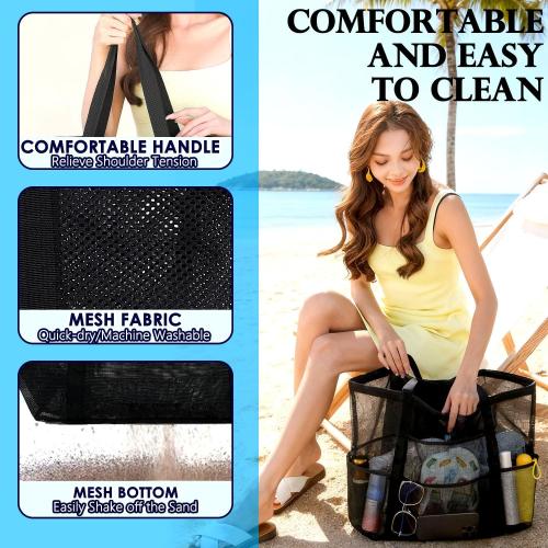 Fammart Large Mesh Beach Bag for Women, Oversized Beach tote Swim Pool Bag