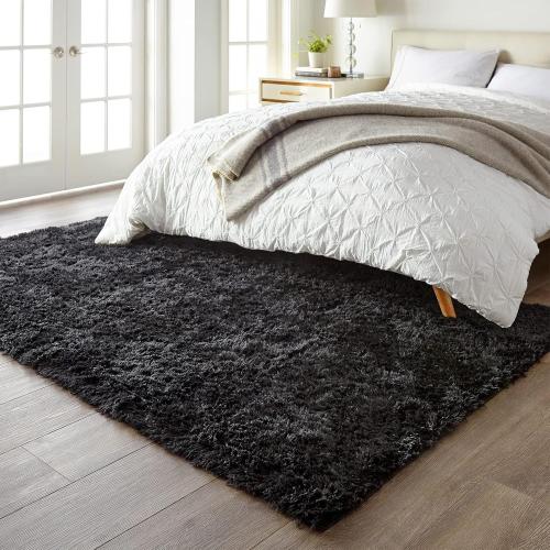 Ophanie Black Large Rugs for Living Room, Fluffy Furry Shaggy Fuzzy Area Rug, Carpets for Bedroom Shag Plush Soft Large, Kids Home Decor Aesthetic