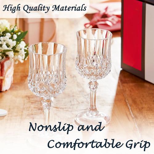 Plastic Wine Glasses, Plastic Goblets Vintage Style Cordial Unbreakable Drinking Glasses, Reusable Drinkware for Wedding Reception, Grand Event Party Supplies, Easter (24, Transparent)
